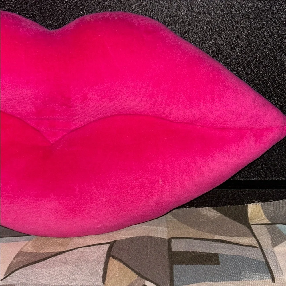 Pink Lip-Shaped Accent Pillow